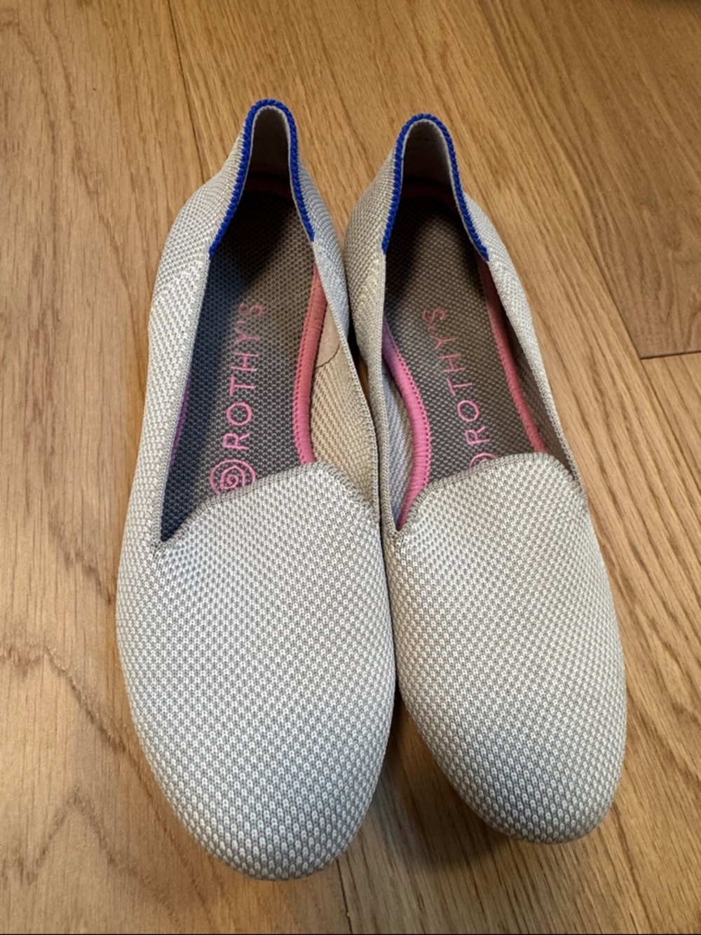 Rothy’s THE LOAFER Linen Double Stitch Women's Size 7 Beige Flats Slip On Shoes